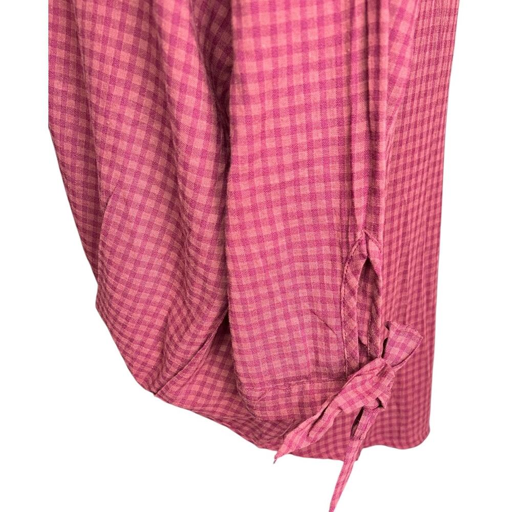 Cotton Bleu red gingham split neck blouse relaxed fit cotton cottagecore small - Picture 5 of 8
